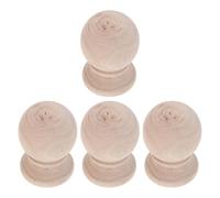 TABLETREANDS 4 Pièces Embouts de Boule Inachevés en Bois, Poteau Rond avec Décoration en Forme de Gourde, pour Espaces Commerciaux Publics, Support Stable et Finition Non Peinte