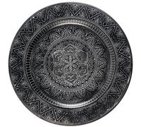 Tablett Marrakesch Serviertablett Oriental Noir Blanc Métal 35cm Deko
