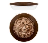 Tablett Serviertablett Oriental Orange Métal 18cm Rond Salon