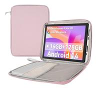 Tablette 10.4 Pouces Android 14 Octa-Core Processeur, 16 Go RAM 128 Go ROM 1 To TF, Écran Tactile IPS HD 1280x800, Double Caméra 5MP+8MP, 5G/2.4G WiFi, BT 5.0, 5000mAh, avec Sac d'ordinateur Rose