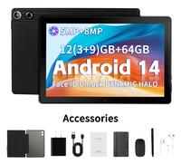 Tablette 10" 8 en 1 Kit Android 14 Tablette PC avec Étui Clavier Souris Stylo Casque Prise d'alimentation Câble Octa-Core 10 Go RAM 64 Go ROM 1 To TF Extensible 1280 x 800 IPS Écran Tactile 5000mAh (N