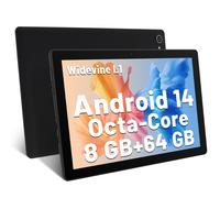 Tablette 10 Pouces Android 14 Octa-Core 8 Go RAM 64 Go ROM 1 To TF Extension 1280x800 IPS Écran aTablette PC WiFi 6 Bluetooth 5.3 Widevine L1 Double caméra Haut-parleurs 5000mAh, Noir