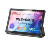 Tablette 10 Pouces Android 15 : 2025 Dernière 7000 mAh Octa-Core 8 Go de RAM + 64 Go 1 to TF Tablette PC avec WiFi 6 2.4G/5G Bluetooth 5.0 1280 x 800 FHD GMS Double caméra avec étui et Film de