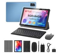 Tablette 10 Pouces avec Clavier : Android 15 7000 mAh Octa-Core 8 Go + 64 Go 1 to TF Tablette PC - WiFi 6 2.4G/5G Bluetooth 5.0 1280 x 800 FHD Double caméra avec Souris, Type C, Adaptateur, étui