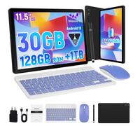 Tablette 11,5’’ Android 15, Octa-Core, 30 Go RAM, 128 Go ROM Extensible jusqu'à 1 To, WiFi 5G, BT 5.3, Avec Clavier et Souris, Noir