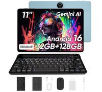 Tablette 11" avec clavier, tablettes Android 15, 12 Go + 128 Go, 1 To d'extension, batterie 8000 mAh, appareil photo 5 MP + 8 MP, WiFi 6 double bande, écran tactile IPS, souris/stylet/étui/chargeur à