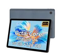 Tablette 11 Pouces 8 coeurs Android 14 Tablette PC 10 Go RAM 128 Go ROM 1 to Extension 1280x800 HD IPS Écran Tactile 5MP + 8MP Double Caméra 6800 mAh Widevine L1 Face ID Wi-Fi Bluetooth (Gris)
