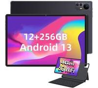 Tablette 12Go RAM+256Go ROM+1To Extensible tablette tactile Android 13, 1920*1200 IPS Octa-Core 4G LTE+5G WiFi Bluetooth 5.0 tablette 10,1 pouces Bookcover + Clavier-Noir Noir G