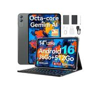 Tablette 14 Pouces Android 16 - 36Go + 512Go - 4G LTE Dual SIM - Processeur 8 Cours - Ecran FHD+ - Idéale Travail et Multimédia