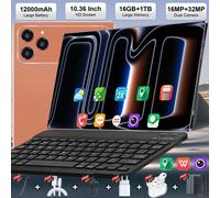 Tablette 4K IPS 10,36 pouces polyvalente pour usage quotidien 2026, CPU intelligent à 10 cœurs, puce de contrôle Snapdragon 8 Gen2 mature, firmware Android 13 débloqué mondial, stockage super large 16