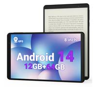 Tablette 8", Android 14 avec GPS intégré, liseuse, 12 Go de RAM, 64 Go de ROM (extension de 1 To), appareil photo 8 MP, processeur 2,0 GHz, Wi-Fi 2,4 GHz et 5 GHz/BT5.0, tablettes N8 avec écran FHD