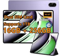 Tablette Android 10,1" 16 Go + 256 Go, octa-core, 1 To TF Extend,2,5 GHz, double carte SIM, appareil photo 8 MP + 13 MP, 4G LTE, WiFi, Type-C (violet)