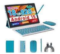 Tablette Android 10" 2 en 1, 12 Go de RAM, 128 Go de ROM, extensible à 1 To, avec étui, clavier, stylet, double caméra, WiFi, Bluetooth, batterie 6 000 mAh, certification Google