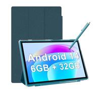 Tablette Android 10" avec étui et stylet - Tablette Android 14 - 6 Go de RAM 32 Go de ROM - Prise en charge de 1 To d'extension - Batterie 6000 mAh - Écran tactile IPS HD de 10,1" - 2 Mpx + 8 MP