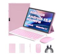 Tablette Android 12 10,1 pouces, tablettes 2 en 1, 4 Go de RAM + 64 Go ROM processeur Quad-Core, tablette 1280 x 800 FHD avec clavier/souris/étui/stylet/film trempé, double caméra 8 MP 6000