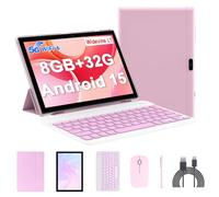 Tablette Android 12 10,1 pouces, tablettes 2 en 1, 4 Go de RAM + 64 Go ROM processeur Quad-Core, tablette 1280 x 800 FHD avec clavier/souris/étui/stylet/film trempé, double caméra 8 MP 6000