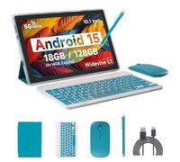Tablette Android 13 avec clavier, 10,1", 8 Go de RAM+128 Go de ROM/1 To extensible, processeur quadricœur 1,8 GHz, écran HD 1280 x 800, 2,4 G/5G WiFi 6 BT 5.0, tablette 2 en 1 avec étui, souris et