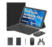 Tablette Android 14, 10" 8 Go de RAM + 64 Go de ROM + 1 To d'extension, processeur quad-core 1,8 GHz, tablettes 2 en 1 avec clavier/souris/étui/stylet, appareil photo 8 MP, batterie 6000 mAh, écran HD