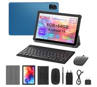 Tablette Android 14 10" avec clavier, souris et stylet - 8 Go de RAM 64 Go (extensible de 1 To), Octa-Core, 7000 mAh, IPS HD 10,1", Wi-Fi 6, Bluetooth 5.0, Type-C, adaptateur OTG, étui de support