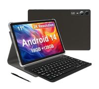 Tablette Android 14 2000 x 1200 2K T616 Octa-Core 2,0 GHz, 18 Go de RAM, 128 Go de ROM, 1 To extensible, appareil photo AI 5+5+13 MP, 9000 mAh, WiFi 5G, avec clavier, étui, 4 haut-parleurs - Gris