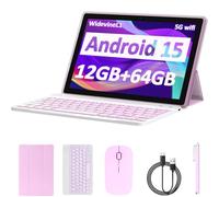 Tablette Android 14 CUPEISI CP20 10,1" 8 Go RAM + 64 Go ROM, Rose, Tablette 2 en 1 avec Étui de Clavier et Stylet de Souris, Processeur Quad-Cœur 1,8 GHz, Écran Tactile IPS HD 1280 x 800