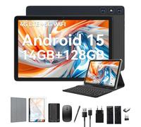 Tablette Android 14 de 10 pouces, 4G LTE avec 2 emplacements SIM 1 SD, 5G Wifi Tablettes PC avec 14 Go + 128 Go (1 TBTF), tablette 3 en 1 avec clavier souris octa-core, 1080FHD, 13 MP + 8 MP, 7000 mAh