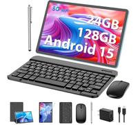 Tablette Android 14 de 11" avec clavier, 12 Go + 128 Go, 1 To d'extension, 8000 mAh, 5 MP + 13 MP, Wi-Fi 2,4 G et 5G, écran tactile IPS, certifié GMS, tablettes 2 en 1 avec étui, souris, stylet