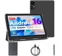 Tablette Android 15 10" 20 Go RAM 128 Go ROM 2 To Expand, 2.0 GHz CPU Quad-Core Tablette PC avec étui et stylet capacitif, 5G WiFi6, BT5.0, batterie 6000 mAh, double caméra
