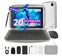 Tablette Android 15 10’’ avec Stylet,Clavier Souris Bluetooth,Sac d'ordinateur,5000mAh,20+64Go Extensible à 128Go,HD 1280x800