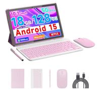 Tablette Android 15, 10 pouces, 18 Go de RAM, 128 Go de ROM, processeur quadricœur 2,0 GHz, écran tactile IPS 1280 x 800, 2,4 G/5 G, WiFi 2 en 1, tablettes avec clavier, étui, souris, stylet, batterie