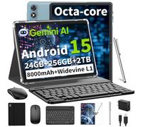 Tablette Android 15 10" Tablette 2026 avec Clavier 24 Go + 256 Go 2 To Tablettes Extensible Gemini AI Octa-Core 8000mAh 5G WiFi Widevine L1 GMS 2 en 1 Tablettes avec Étui