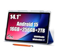 Tablette Android 15 14" avec grand écran 16 Go de RAM, 256 Go de ROM, écran IPS FHD 1920 x 1200, Widevine L1, chargement 10 000 mAh 18 W, Wi-Fi et Bluetooth, 4G LTE, avec étui de support et stylet