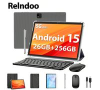 Tablette Android 15 Dernière version, 2025 Android Pad, Tablette 10,1 pouces avec clavier, 26 Go RAM + 256 Go ROM, 4-Core 2.0 GHz, 2.4g + 5g Wi-Fi, Ecran tactile HD 1280 * 800, Caméra double 5MP + 8MP