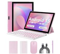 Tablette Android 13, 10 pouces, 12 Go de RAM + 128 Go de ROM/Tablette Extensible 1 To, 2024 Dernières tablettes 2 en 1 avec étui pour clavier, souris capacitive, processeur quad-core 2.0, processeur