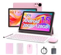Tablette Android 15 pouces 20 Go RAM + 128 Go ROM/2 To extensible, 2 en 1 avec étui clavier, tapis souris, processeur quad-core 2,0 GHz, écran IPS HD 1280 x 800, 5G WiFi6