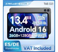 Tablette Android 16 Teclast T65, écran 13,4 pouces 120 Hz, processeur T7280 8 cœurs, 26 Go de RAM (6 Go + 20 Go d'extension), 128 Go de ROM, 4G LTE, GPS, 8000 mAh, Type-C Tablet