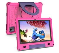 Tablette Android pour enfants 10,1 pouces Octa-Core avec étui, 64 Go extensible jusqu'à 1 To pour les tout-petits, contrôle parental, double caméra Blue