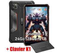 Tablette Active 5 2025 Nouveau IA Modèles 8.68" 90 Hz, Android 15, 24+128Go/SD 2 To, 6600 mAh Orange Avec Clavier K1