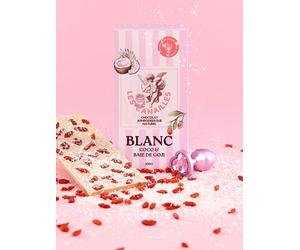 Tablette chocolat aphrodisiaque blanc, coco et goji 100 g