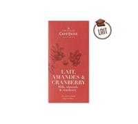 Tablette chocolat au LAIT AMANDES & CRANBERRY 85g - CAFÉ TASSE