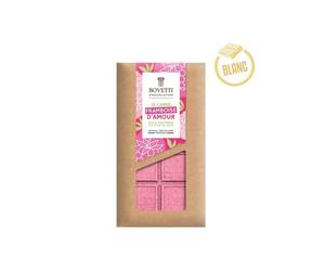 Tablette Chocolat Blanc BIO Le Carré FRAMBOISE D'AMOUR 80g - BOVETTI