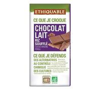 TABLETTE CHOCOLAT LAIT RIZ SOUFFLÉ PÉROU 100G, ETHIQUABLE, UNITÉ