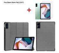 Tablette Coque Pour Xiaomi Redmi Pad 10.61"" Gris Foncé Housse PU Cuir Avec Film de protection d'écran Film trempé 2 Pack