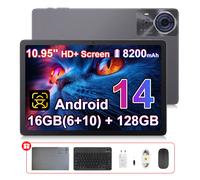 Tablette Cubot TAB 70, écran HD+ de 10,95 pouces, processeur octa-core, 16 Go (6 Go + 10 Go) + 128 Go de ROM, 8200 mAh, GPS, Face ID, Android 14, BT 5.0, OTG noir
