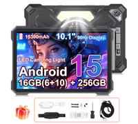 Tablette Cubot TAB KingKong S Android 15, écran 10,1'' 90Hz, batterie 15300mAh, 16 Go (6+10) 256 Go, lampe de camping, 48MP noir