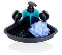 Tablette d'angle pour douche Vilde - Ventouses - 28 x 22 x 12 cm - Noir mat