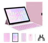 Tablette de 10 pouces avec clavier 2 en 1 Android 14 avec étui souris, stylet capacitif, batterie de 6 000 mAh, 8 Go + 64 Go/1024 Go, tablette extensible de 10,1", double caméra, tablette WiFi
