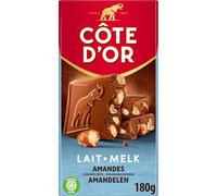 Tablette de Chocolat Lait Amandes Caramélisées Pointe de Sel COTE D'OR - La tablette de 180 g Lot De 4 - Par Lot
