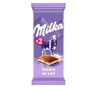 Tablette de Chocolat Lait Tendre au Lait MILKA - Les 2 tablettes de 100 g Lot De 2 - Par Lot