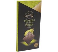 Tablette de chocolat noir 64% cacao aux pépites saveur poire, 100 g, fèves de cacao d'origine Côte d'Ivoire, idéale pour une pause gourmande et consciente - Lot de 6